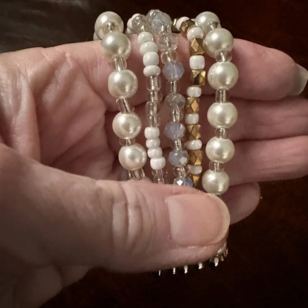 Watch band Beaded pearls multi strand stretchy for Apple Watch band